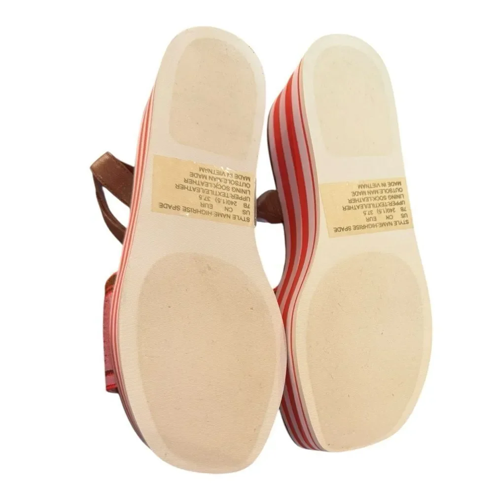 New Kate Spade Highrise Spade Women’s Pink Knit Platform Sandals 7